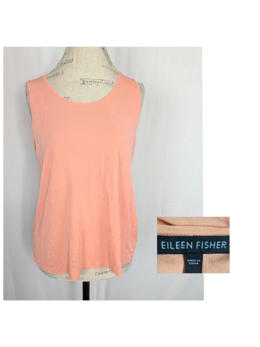Eileen Fisher Salmon Tank Top Medium Sleeveless